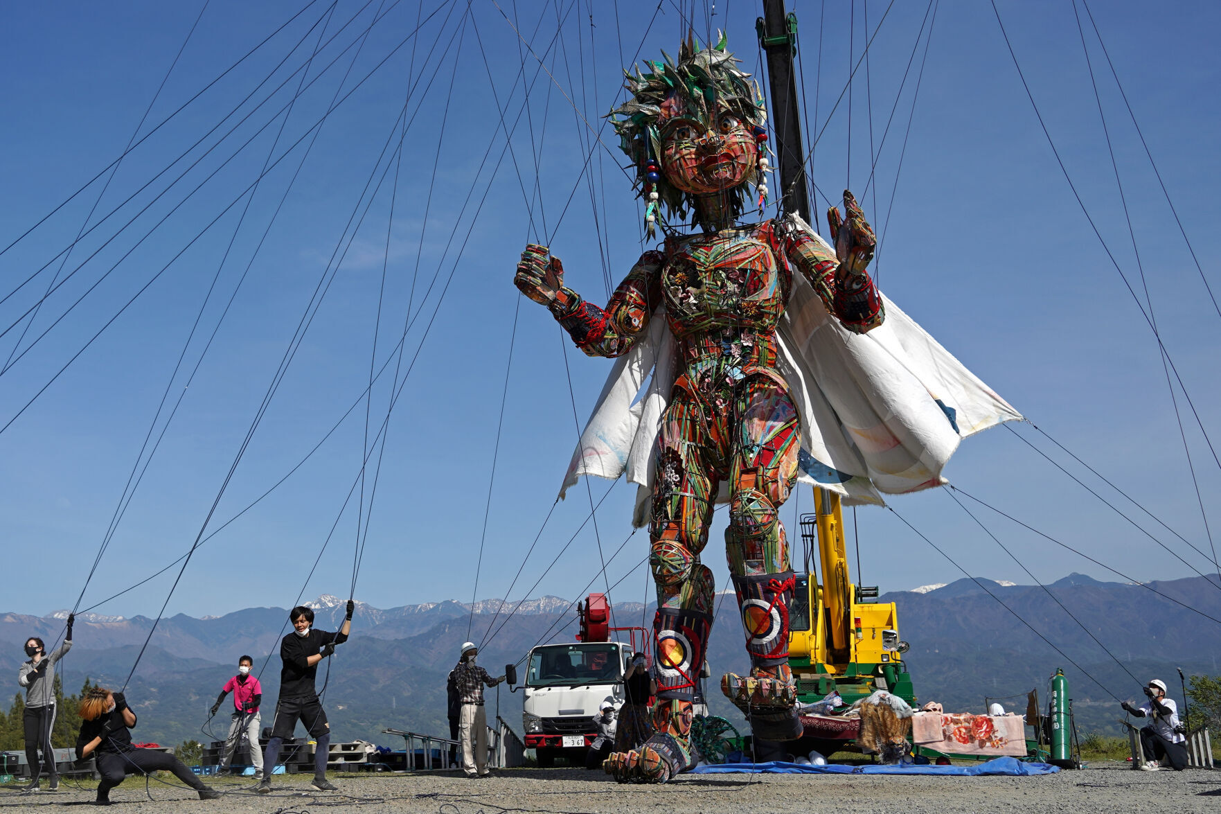 APTOPIX Japan Olympics Giant Puppet